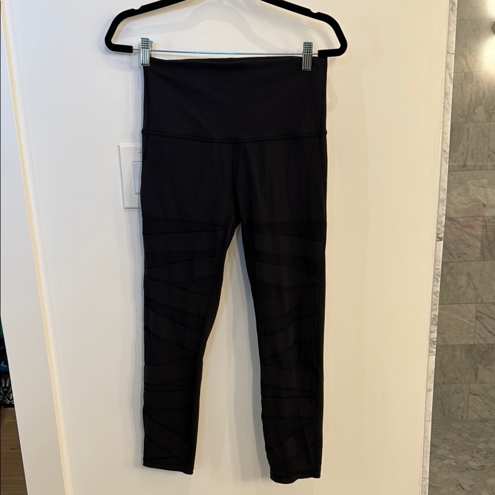 Black High-Waisted Leggings with mesh inserts
